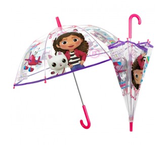 Paraguas manual transparente La Casa de Muñecas de Gabby 45cm