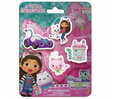 Blister 4 Gomas de borrar La Casa de Muñecas de Gabby