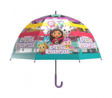 Paraguas manual burbuja transparente La Casa de Muñecas de Gabby 48cm