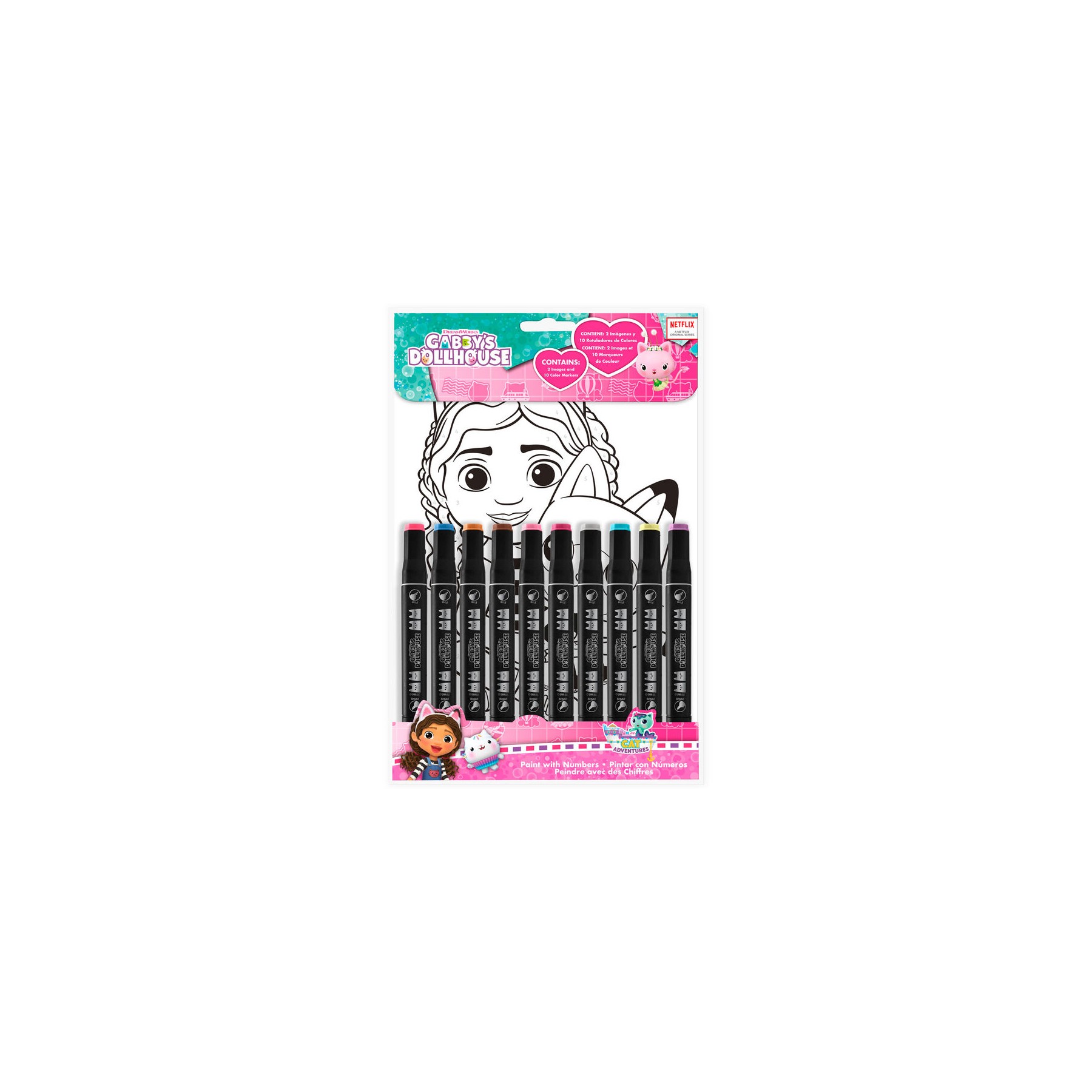 Set colorear numeros La Casa de Muñecas de Gabby