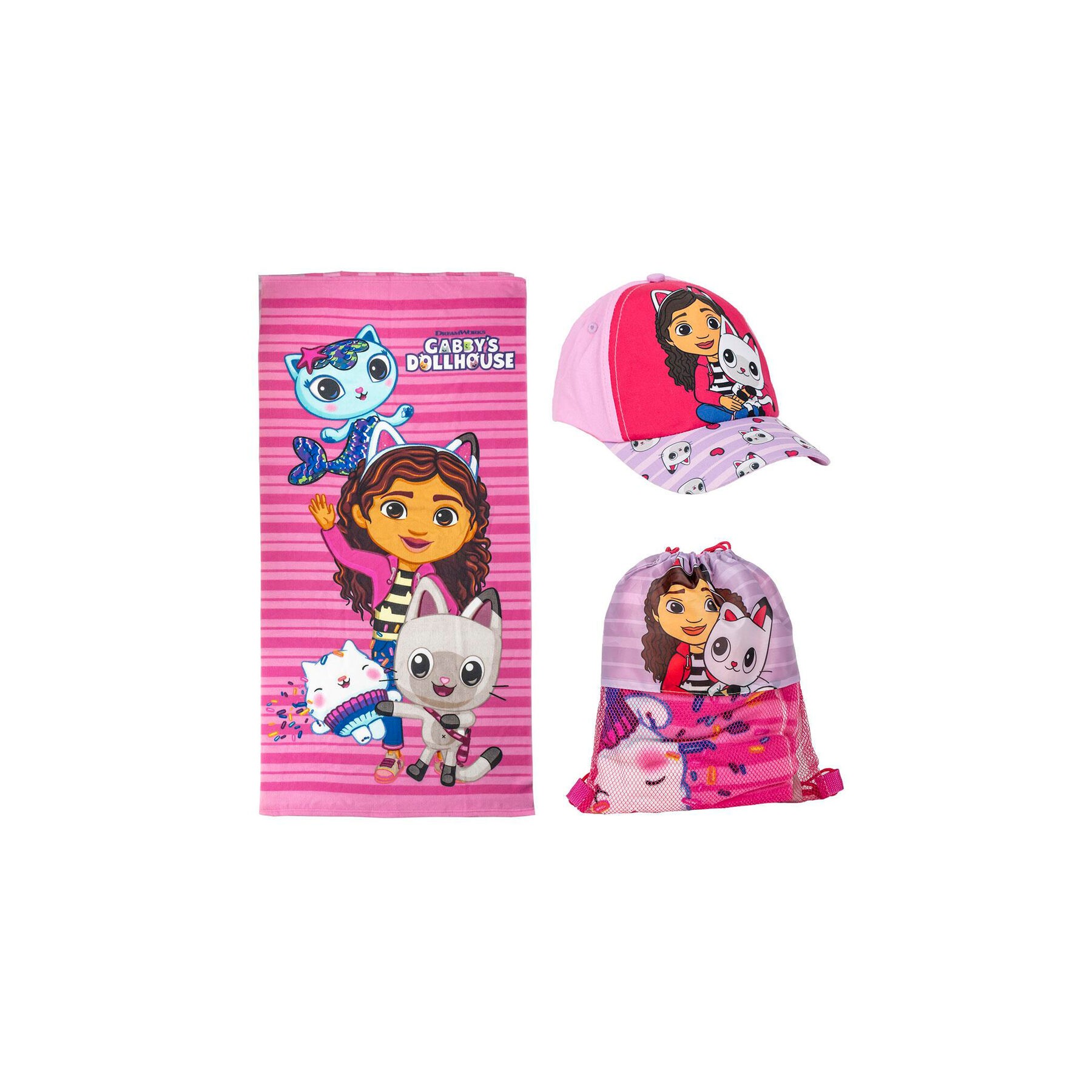Set toalla + saco + gorra La Casa de Muñecas de Gabby