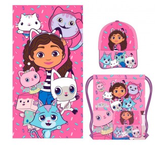 Set toalla + saco + gorra La Casa de Muñecas de Gabby