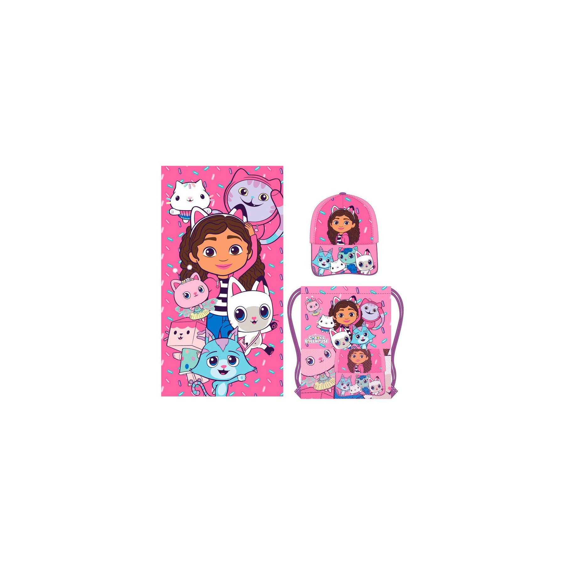 Set toalla + saco + gorra La Casa de Muñecas de Gabby