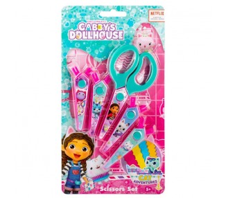 Blister tijeras + 5 cubre hojas La Casa de Muñecas de Gabby