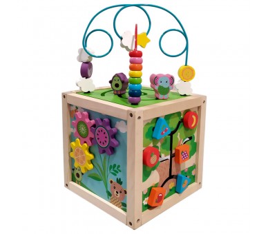 Cubo actividades sensoriales madera Frootimals