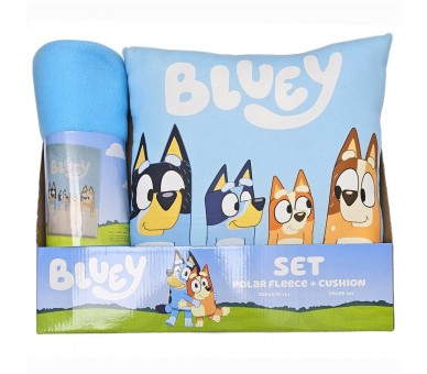 Set manta polar + cojin Bluey