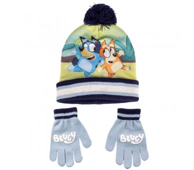 Conjunto infantil gorro guantes Bluey