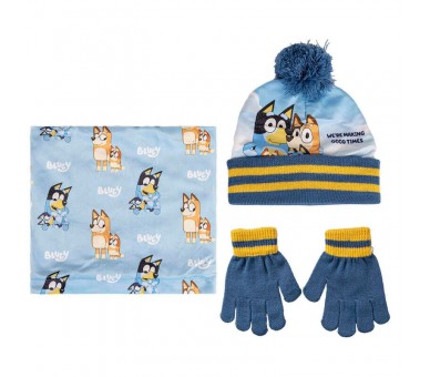 Conjunto Infantil gorro guantes braga cuello Bluey
