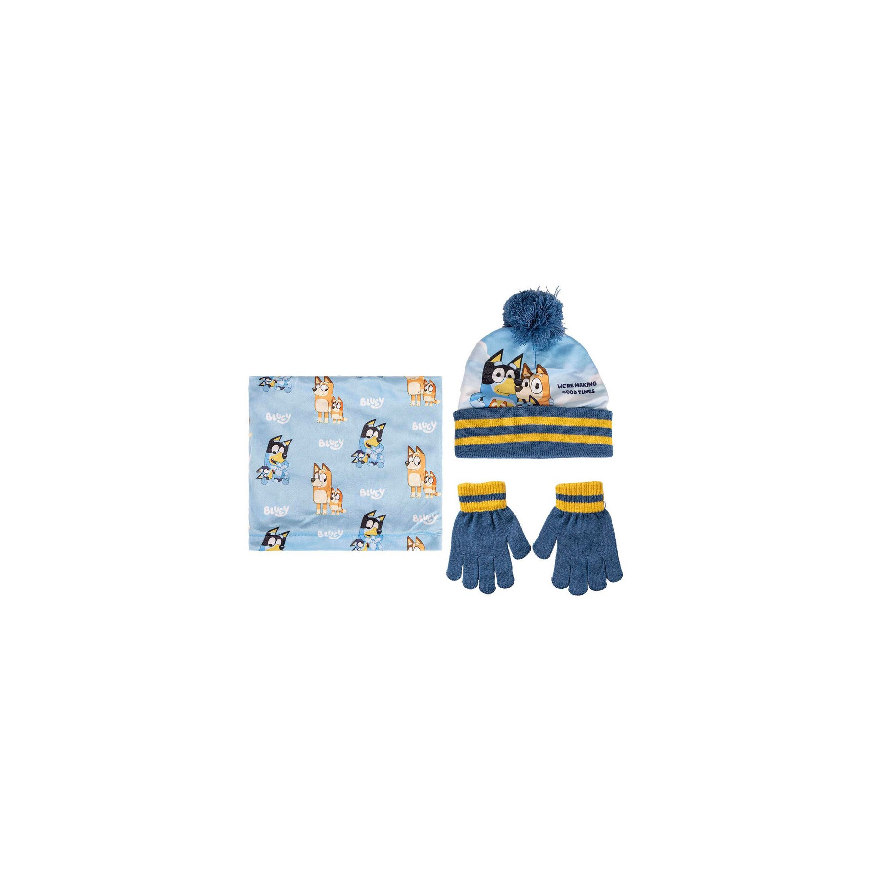 Conjunto Infantil gorro guantes braga cuello Bluey