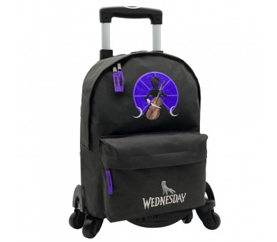 Mochila Miercoles Addams + Carro Toybags Miercoles 43cm