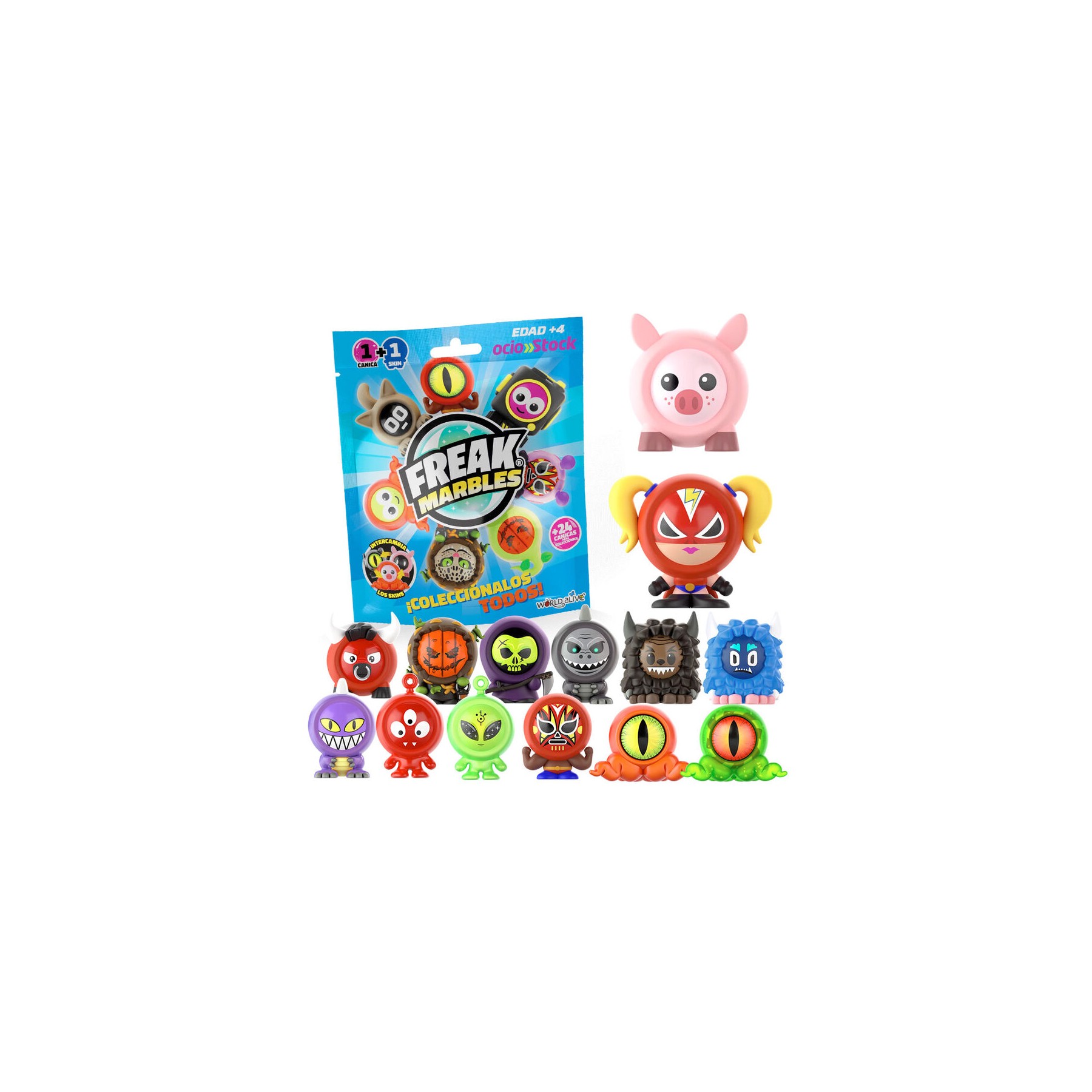 Bolsa sorpresa Canica + Skin Freak Marbles surtido
