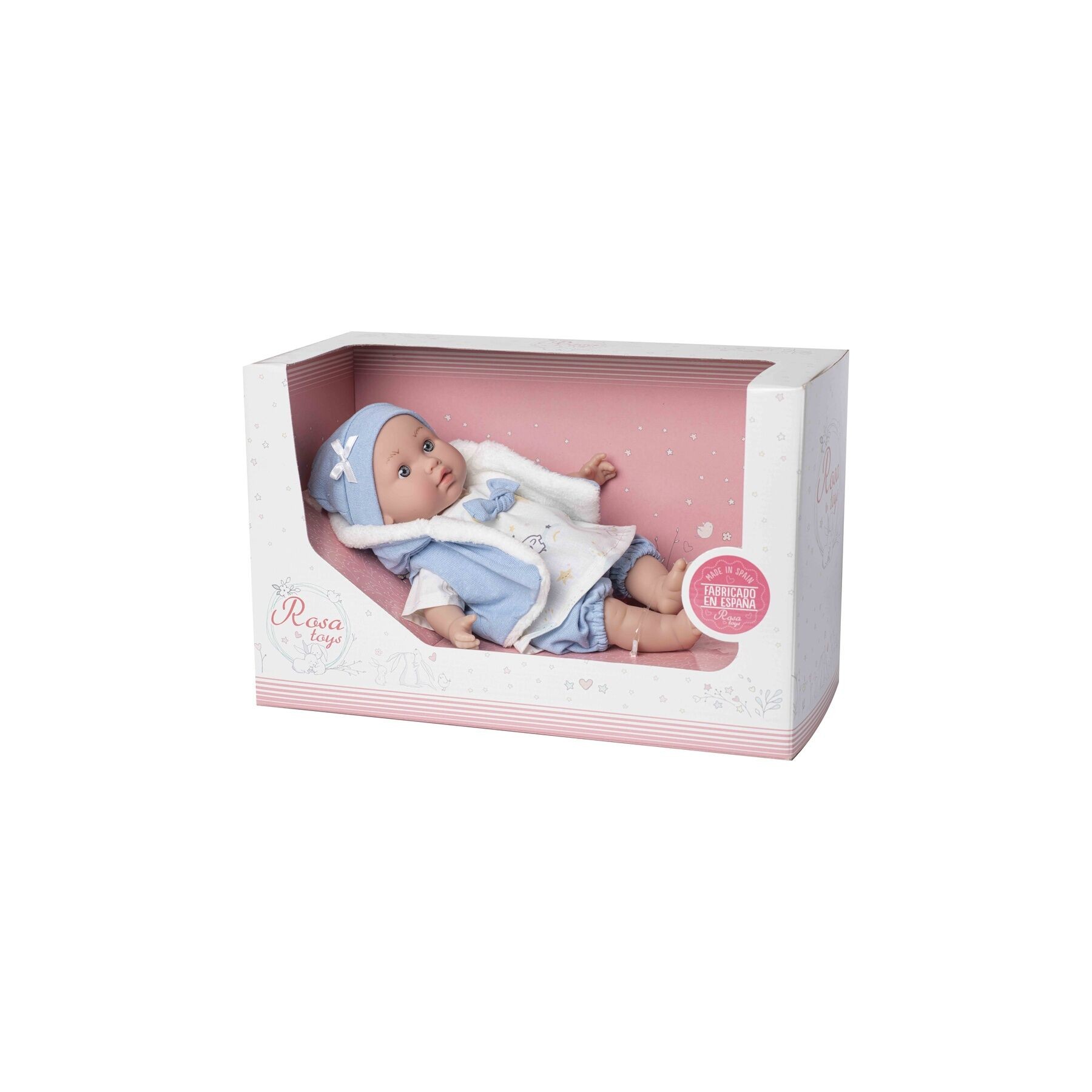 Muñeca bebe Lara lloron chaleco azul