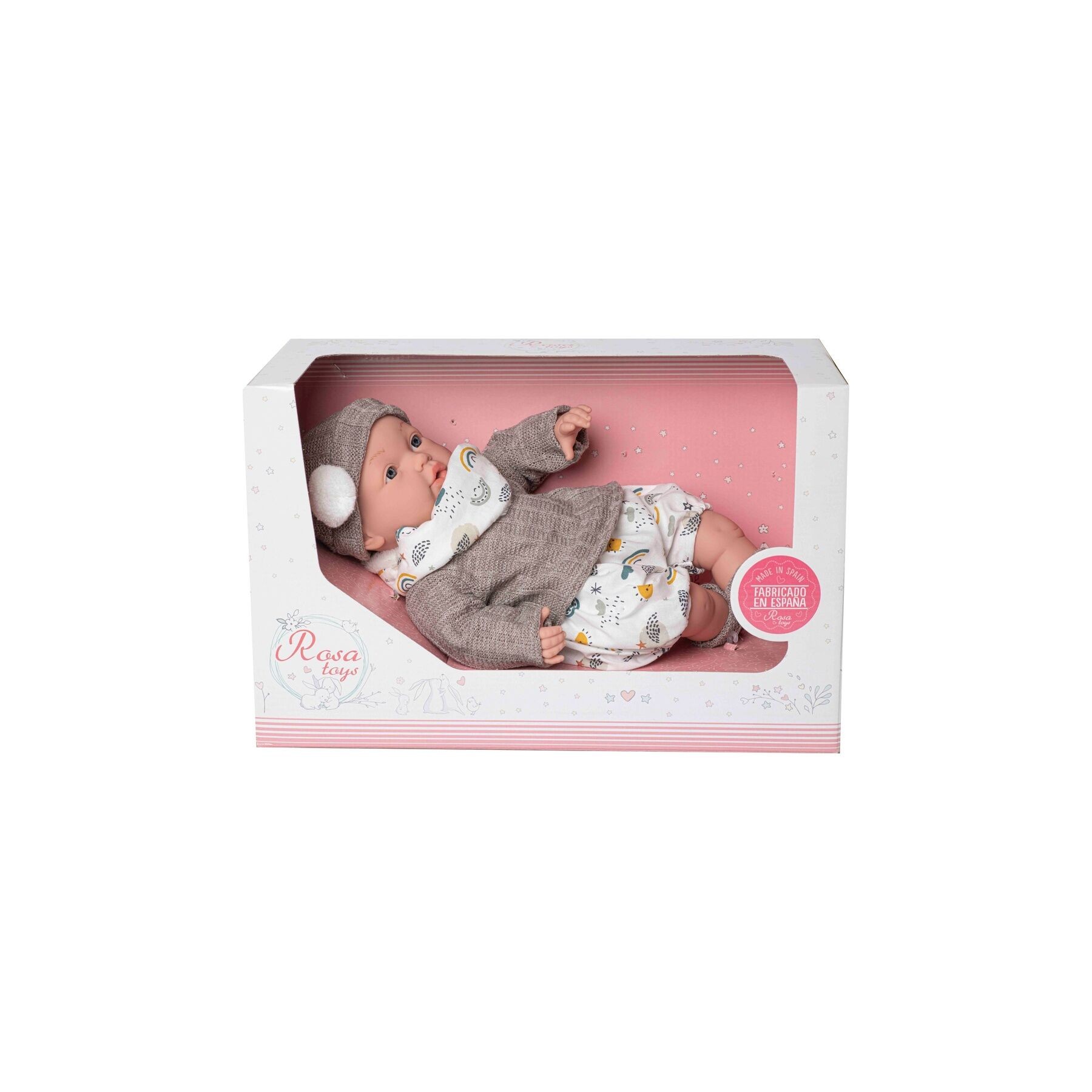 Muñeca bebe reborn Daniela lloron bufanda gris