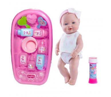 Muñeca bebe pompitas con bañera y accesorios
