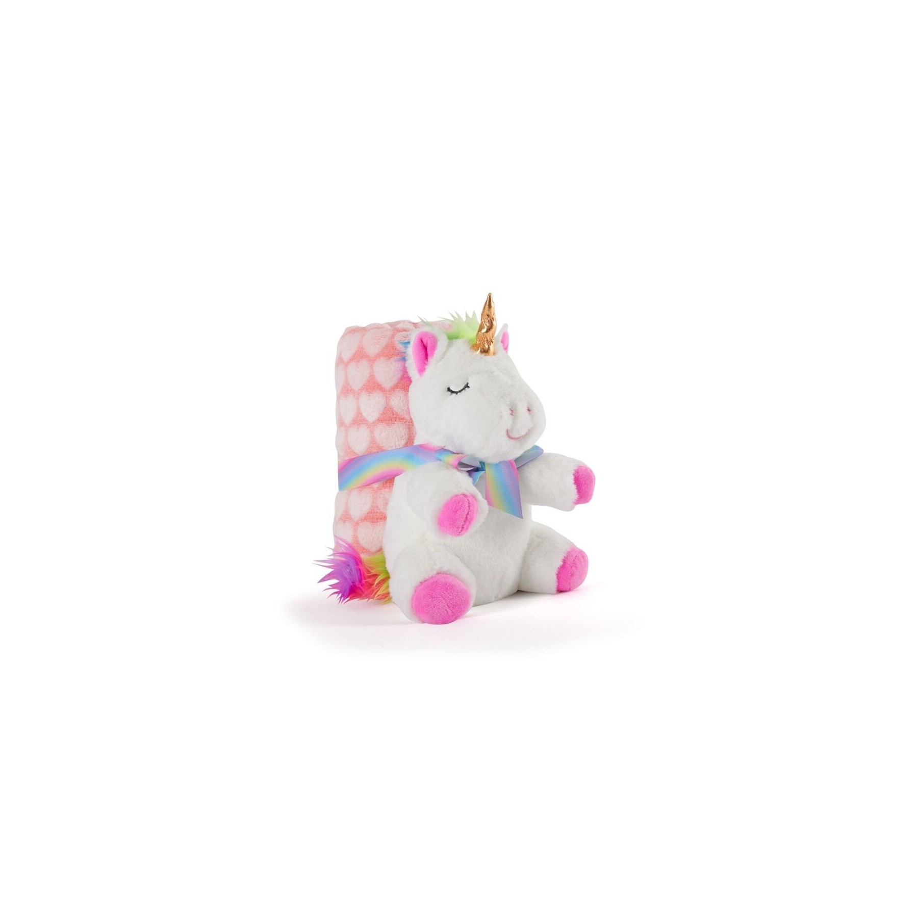 Peluche + Manta suave Unicornio Tiara 22cm