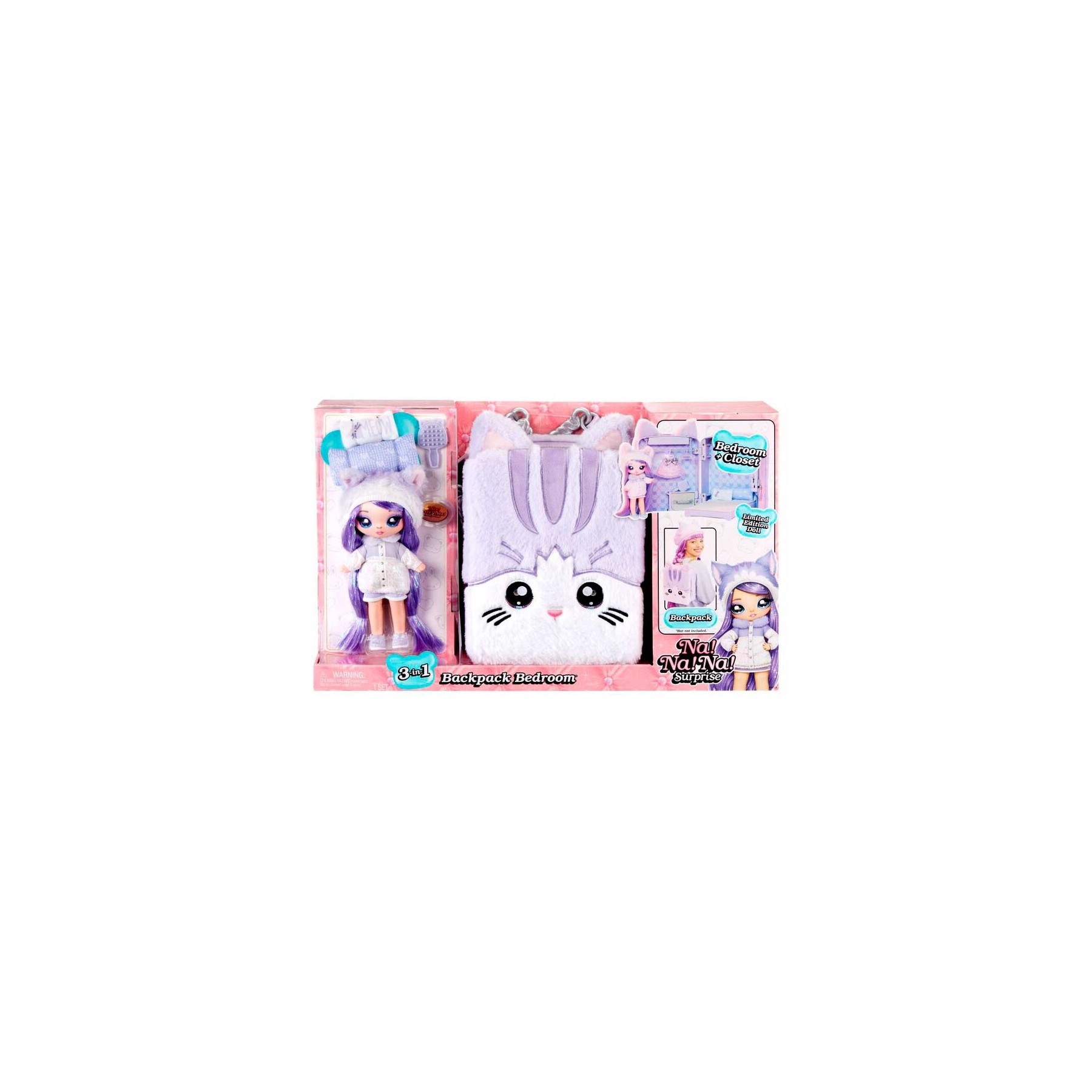 Mini mochila playset + muñeca Gatita Lila Na! Na! Na! Surprise