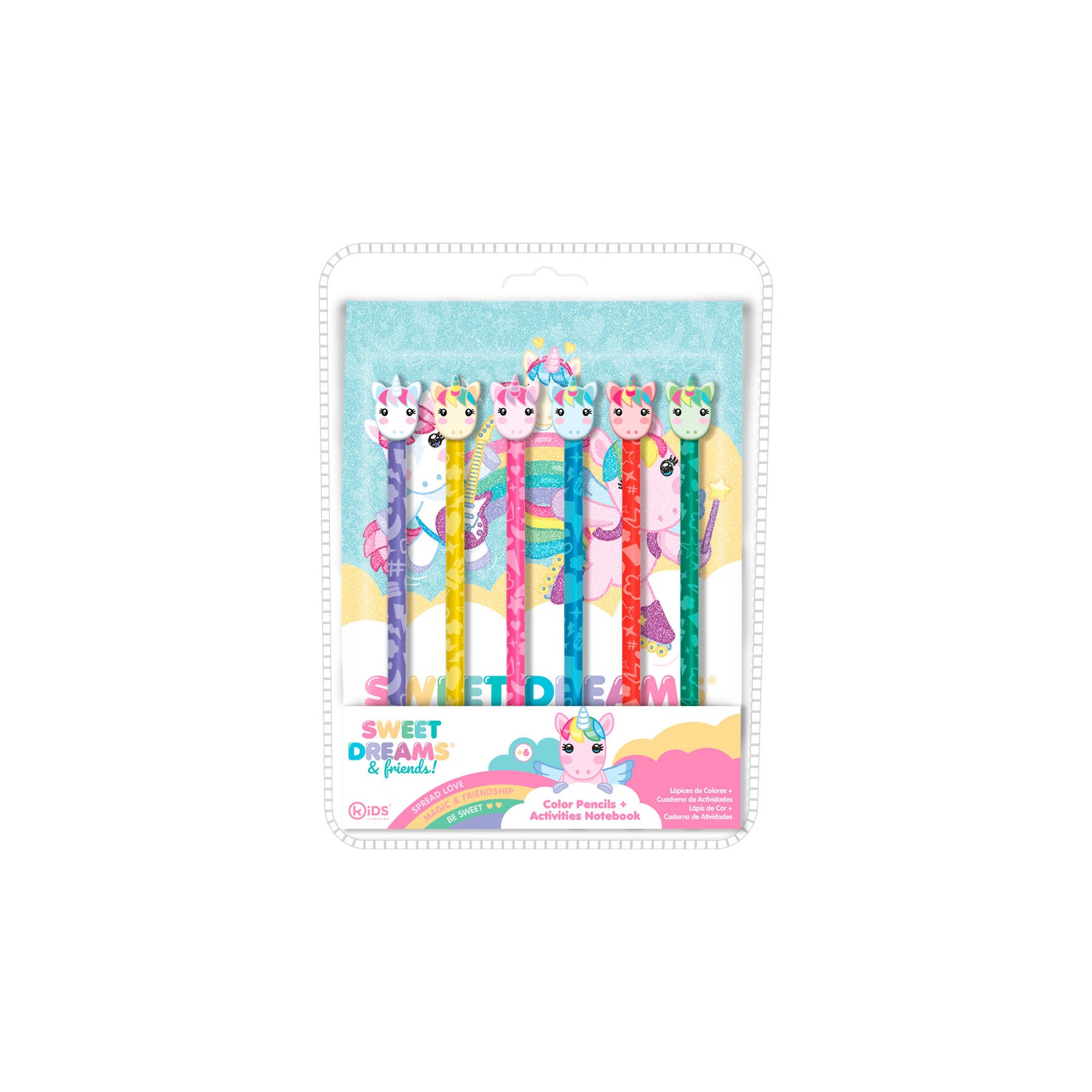 Set papeleria cuaderno + 6 lapices Sweet Dreams