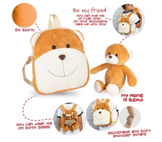 Mochila reversible + peluche Oso Benji 25cm
