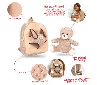Mochila + peluche Oso Milly 26cm