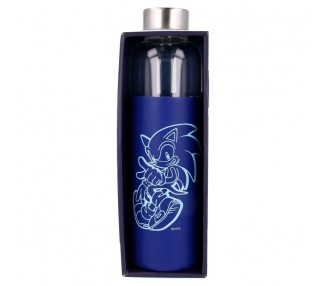 Botella cristal Sonic The Hedgehog funda silicona 585ml
