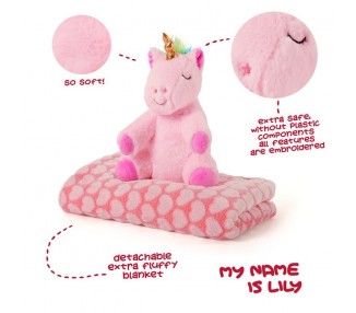 Peluche + Manta suave Unicornio Lily 22cm