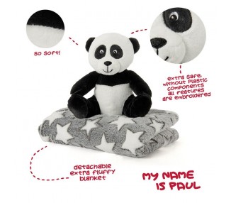 Peluche + Manta suave Oso Panda 22cm