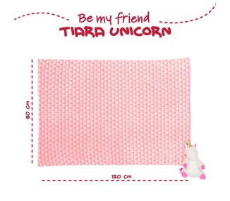 Peluche + Manta suave Unicornio Tiara 22cm