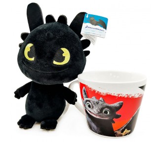 Taza + Peluche Toothless Como Entrenar a tu Dragon 18cm