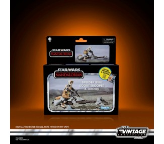 Figura Speeder Bike Scout Trooper & Grogu the Mandalorian Star Wars 9cm