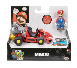 Vehiculo + figura Super Mario Bros La Pelicula Mario Kart 6cm surtido