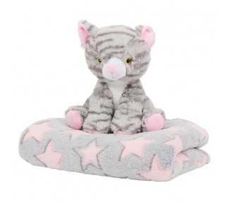 Peluche + Manta suave Gato Candy 22cm