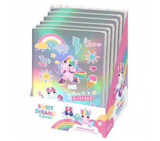 Set papeleria cuaderno + pegatinas Sweet Dreams