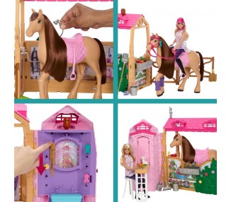 Muñeca Barbie con caballo y establo Barbie