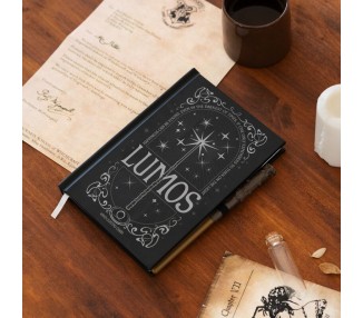 Cuaderno A5 premium led + boligrafo Lumos Harry Potter