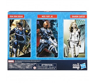 Blister 3 figuras Dum Dum Dugan Nick Fury Jr Sharon Carter Capitan America Marvel Legends Series