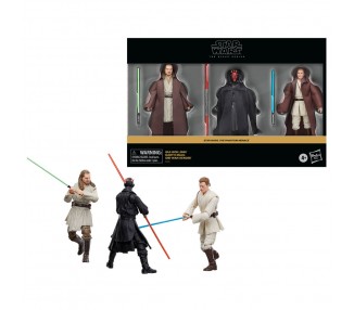 Blister 3 figuras Qui-Go Jinn Darth Maul Obi-Wan Kenobi La Amenaza Fantasma Star Wars 15cm