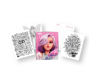 Cuaderno para colorear + 8 Boligrafos de gel metalicos Wow Generation