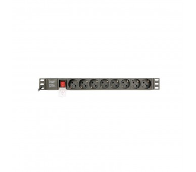 Regleta Rack Gembird 1U 16A 8 Tomas Negro 3 M Con Interrupto