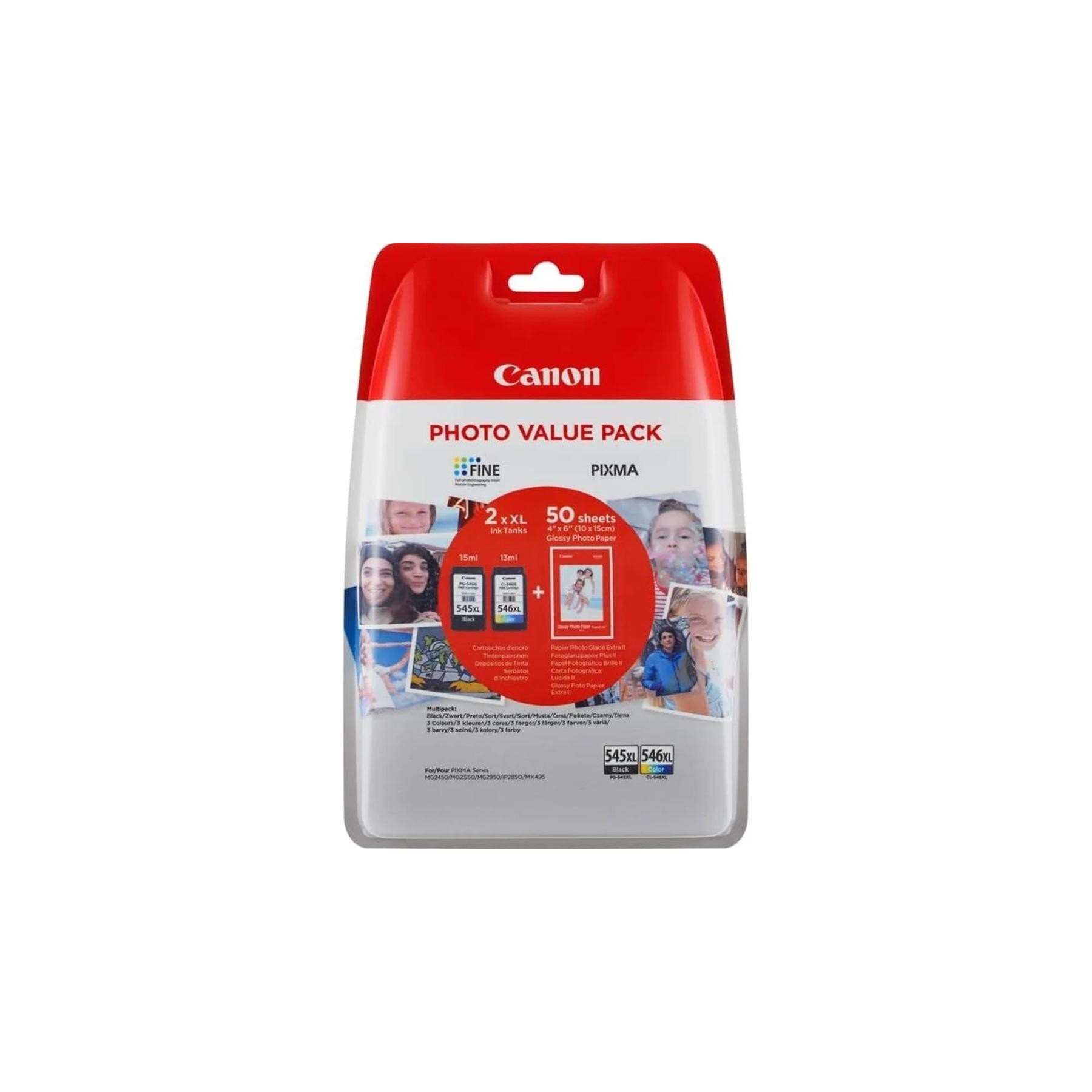 Multipack Canon Pg 545 Xl+ Cl 546 Xl + Papel 50 Hojas