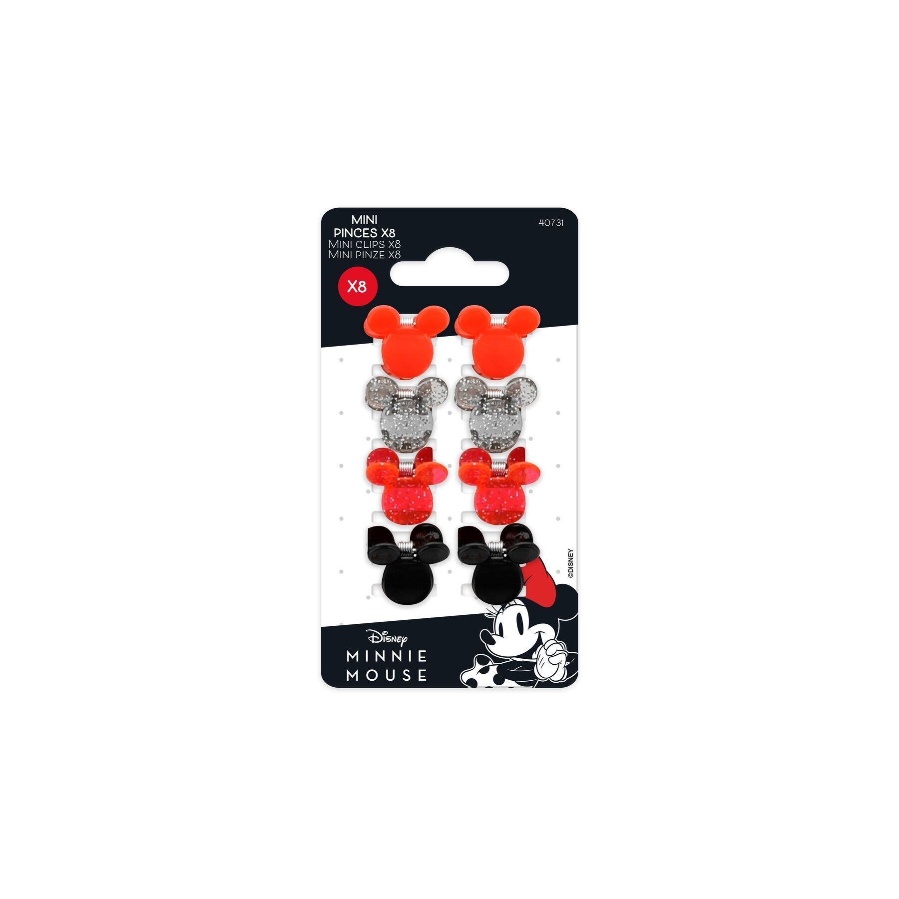 Blister 8 Mini Horquillas Minnie Disney 6 Unidades