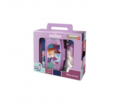 Set Sandwichera Cubiertos + Botella Aluminio Frozen Disney 4