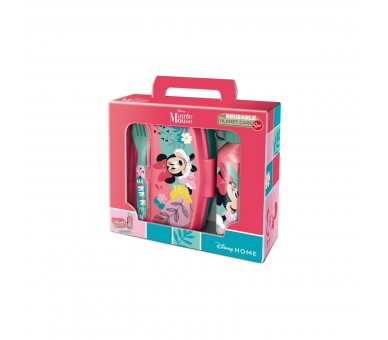 Set Sandwichera Cubiertos + Botella Aluminio Minnie Disney 4