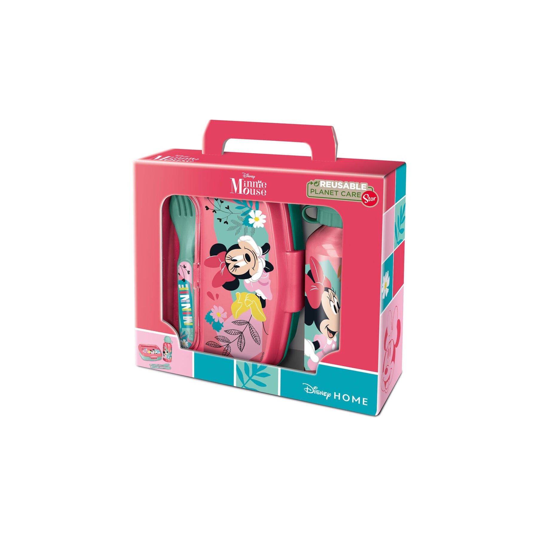 Set Sandwichera Cubiertos + Botella Aluminio Minnie Disney 4