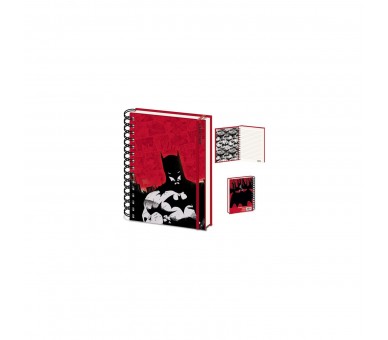 Cuaderno Tapa Dura A5 Dc Comics Batman Rojo