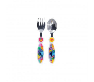 Set 2 Cubiertos Metalicos Stitch Disney 12 Unidades