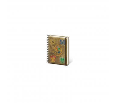 Libreta Espiral A5 Harry Potter Escudos Casas Y Hogwarts