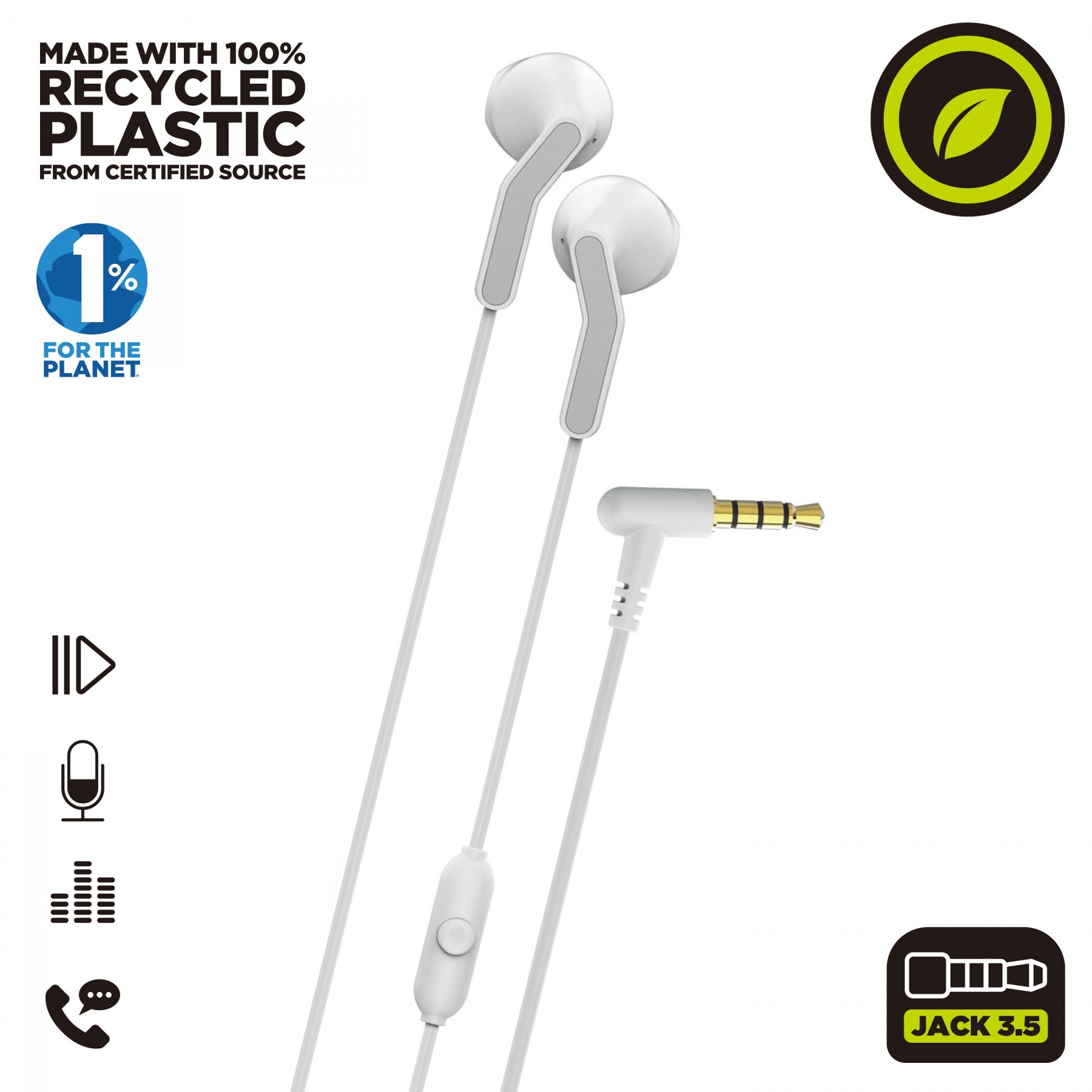 Muvit For Change Auriculares Estéreo E56 3.5Mm Blancos