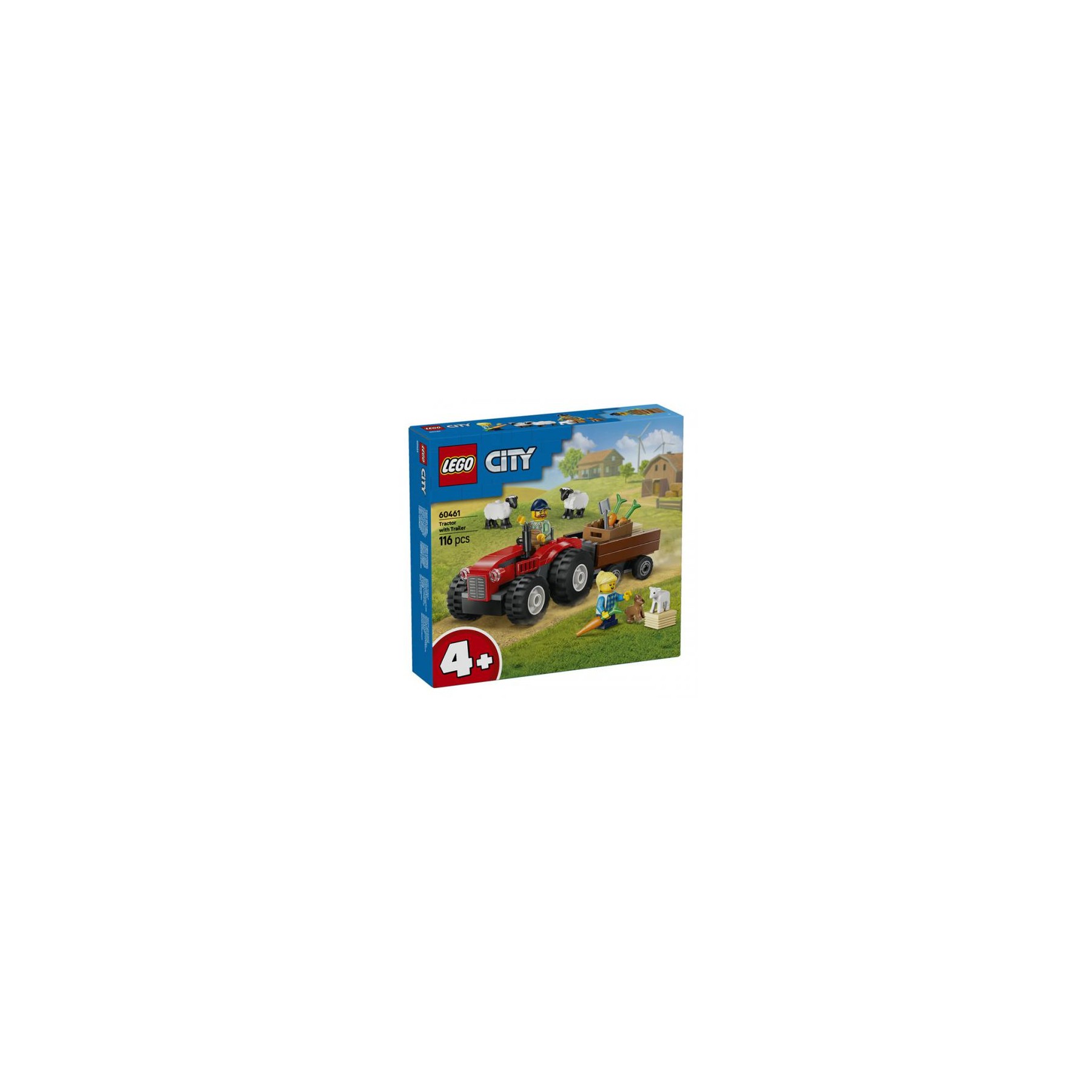 60461 Lego City Trattore Agricolo Rosso Rimorchio e Pecore