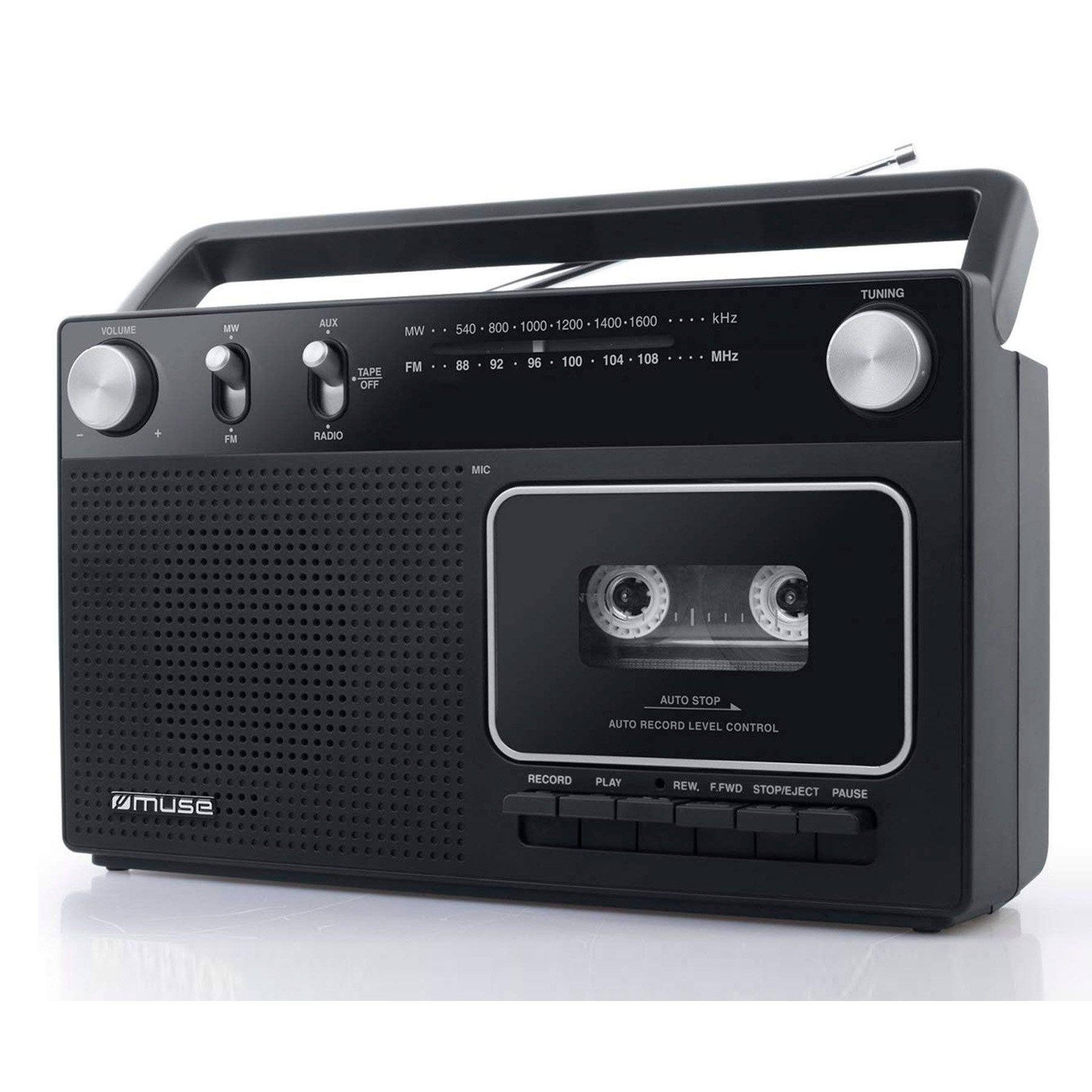 Radio Muse M152R Negro/Radio Fm/Am/Grabador De Cassettes