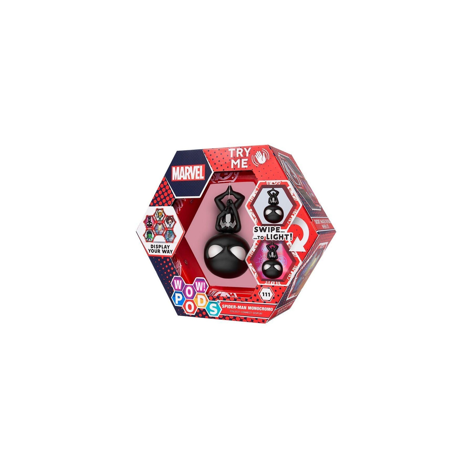 Figura Led Wow! Pod Spiderman Monochrome Marvel
